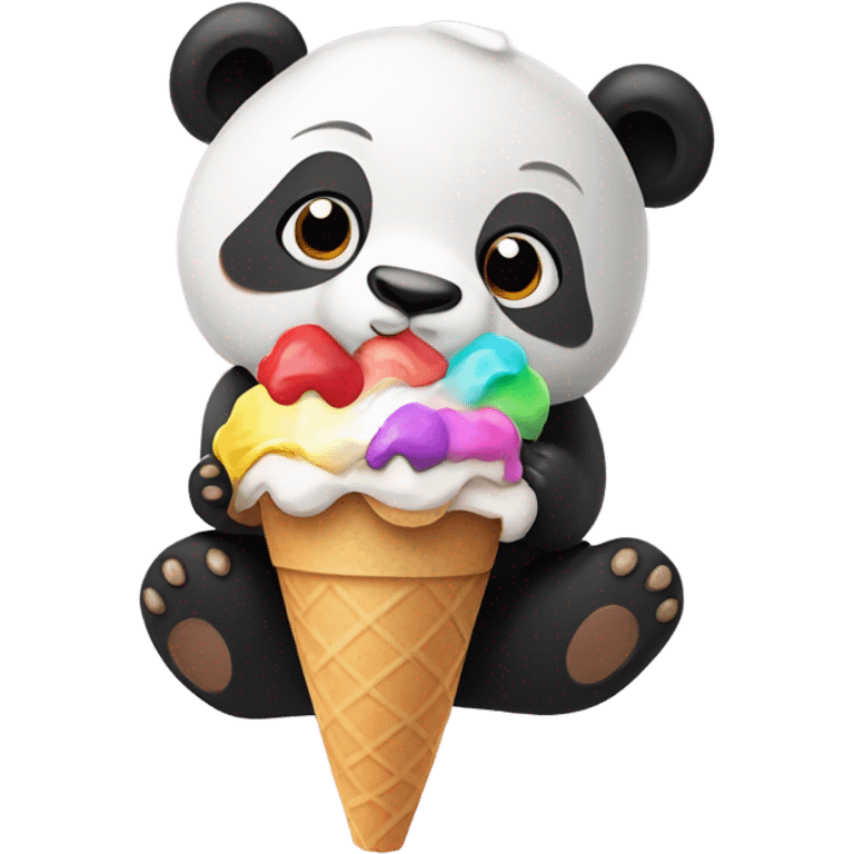 Panda eating ice cream emoji