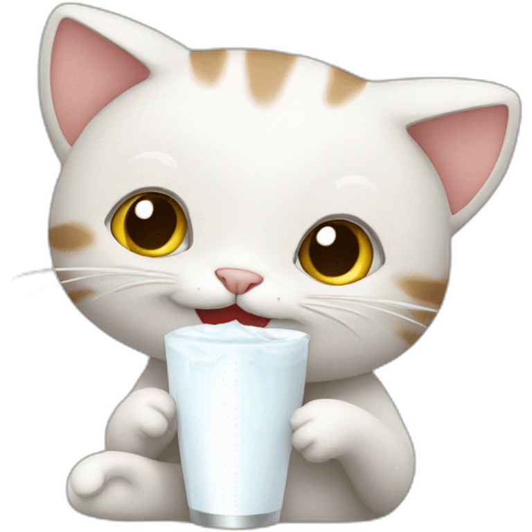 Cat eating milk emoji