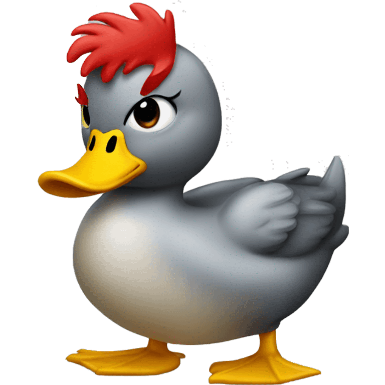 yellow duck with red horn emoji