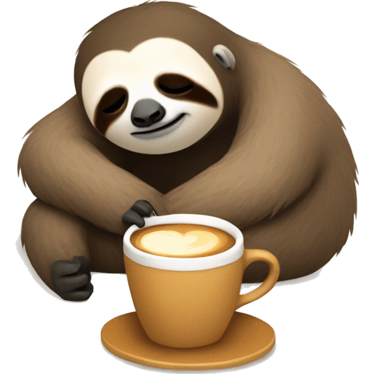 A Sleepy Sloth drinking coffee emoji