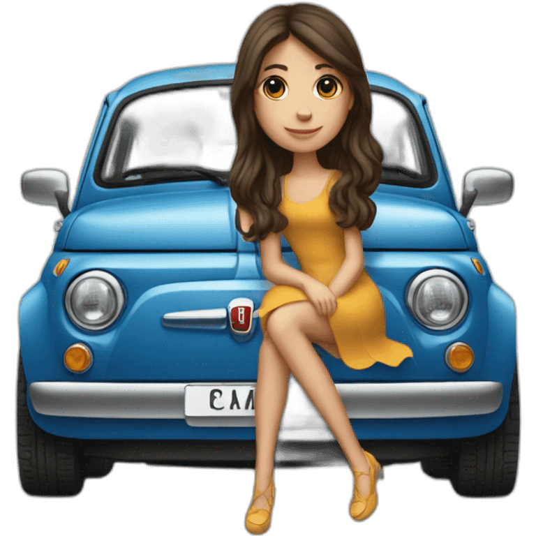 Girl-long-medium-hair-brunette-and-car-fiat-500 emoji