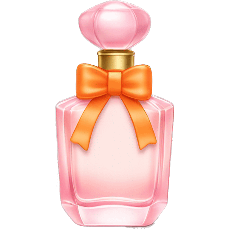 Light pink dainty perfume bottle with orange bow emoji