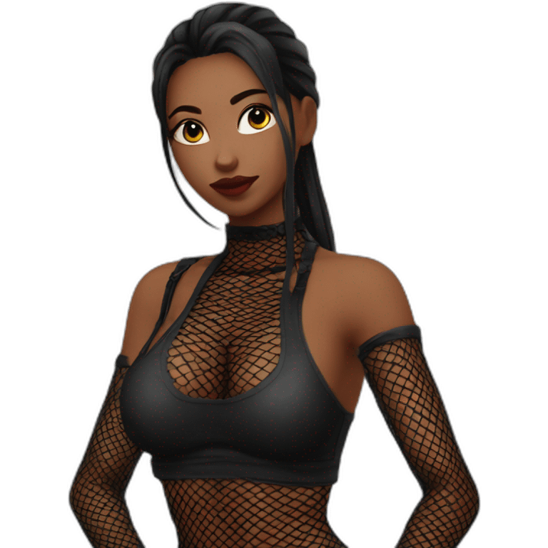 Katarina posing in fishnet sfw emoji