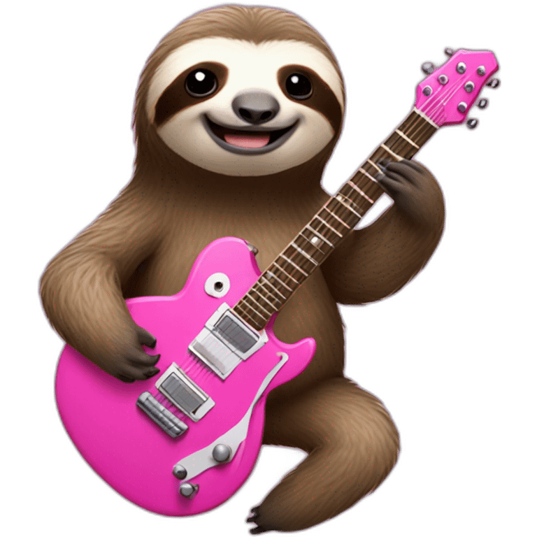 sloth with pink electric guitar emoji