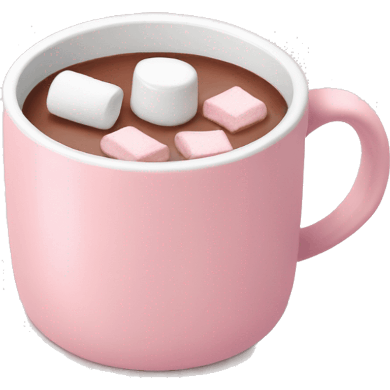 Light Pink mug of hot chocolate with marshmallows  emoji