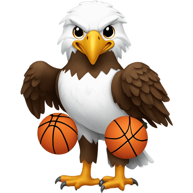 Bald eagle wearing orange and white “Avalon” basketball jersey emoji