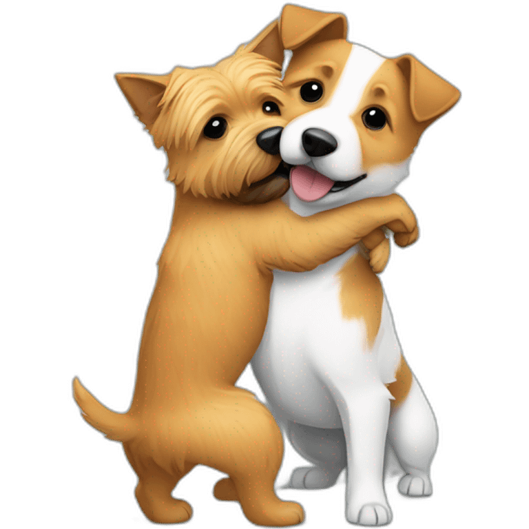 Norwich terrier and juck russell terrier hugging emoji