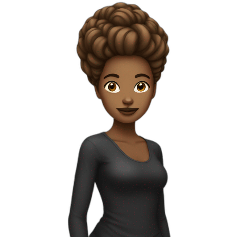 femme métisse avec les cheveux crépus noir emoji