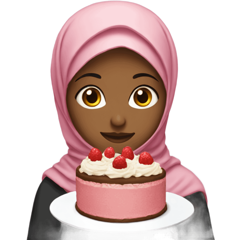 Girl in hijab with cake with 50 written on it  emoji