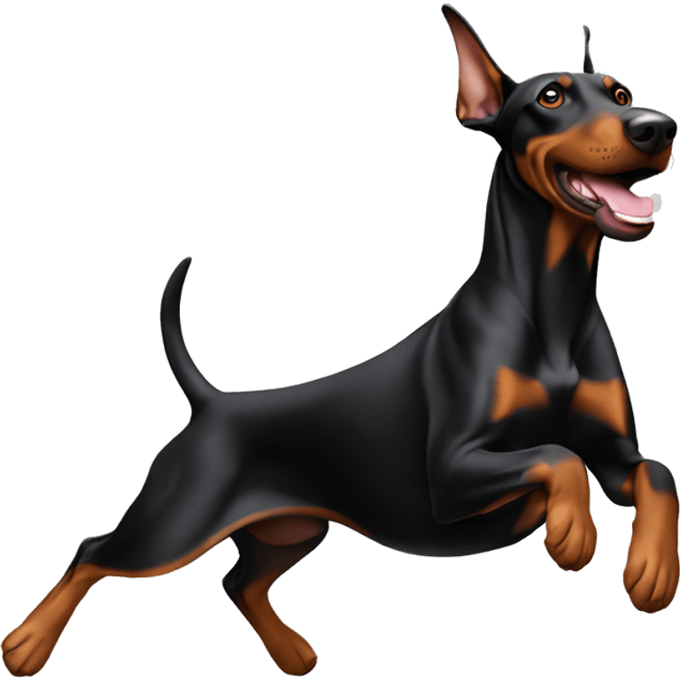 Doberman jumping emoji