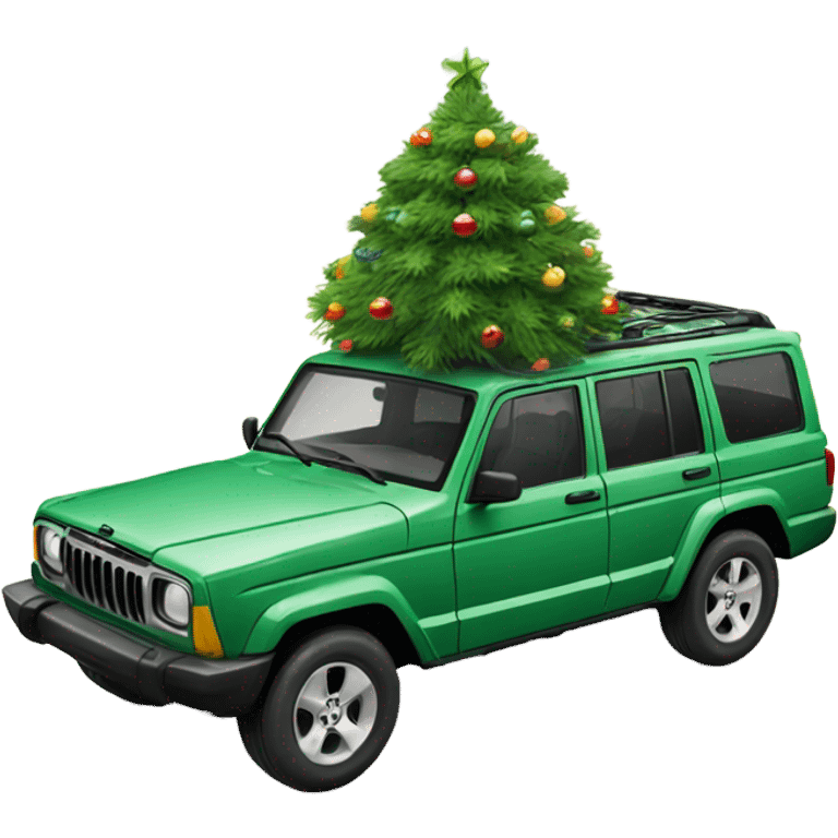 explore Jeep car with christmas tree emoji