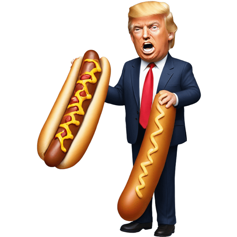 Donald trump eating a 5 foot hot dog emoji