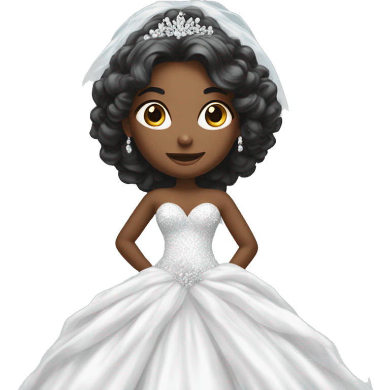 Beautiful girl in huge sparkling white wedding dress  emoji