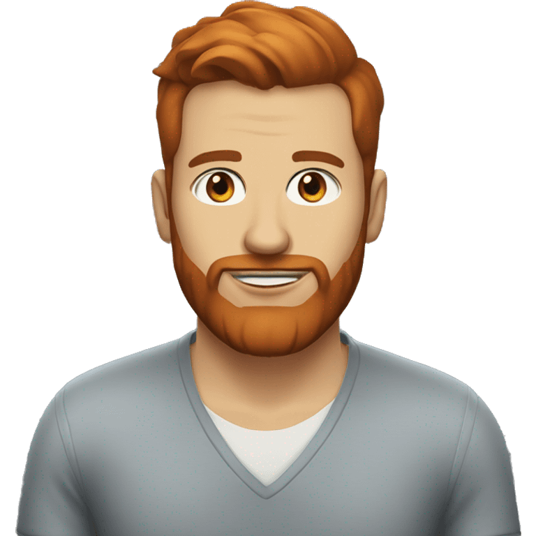 34 years old, white, brown-eyed, with a red beard and a model haircut. emoji