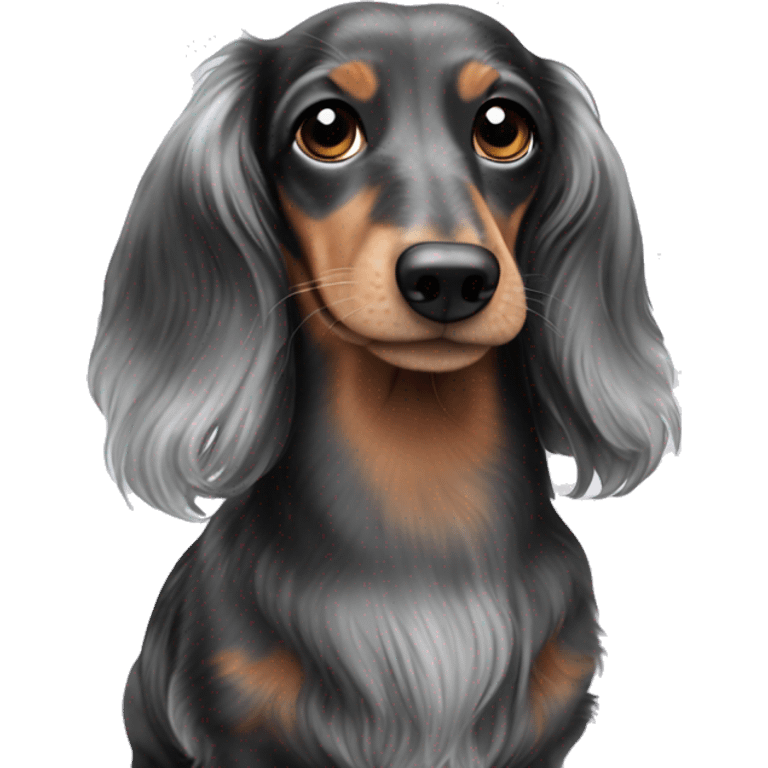 Black & silver Merle long haired Dachshund emoji