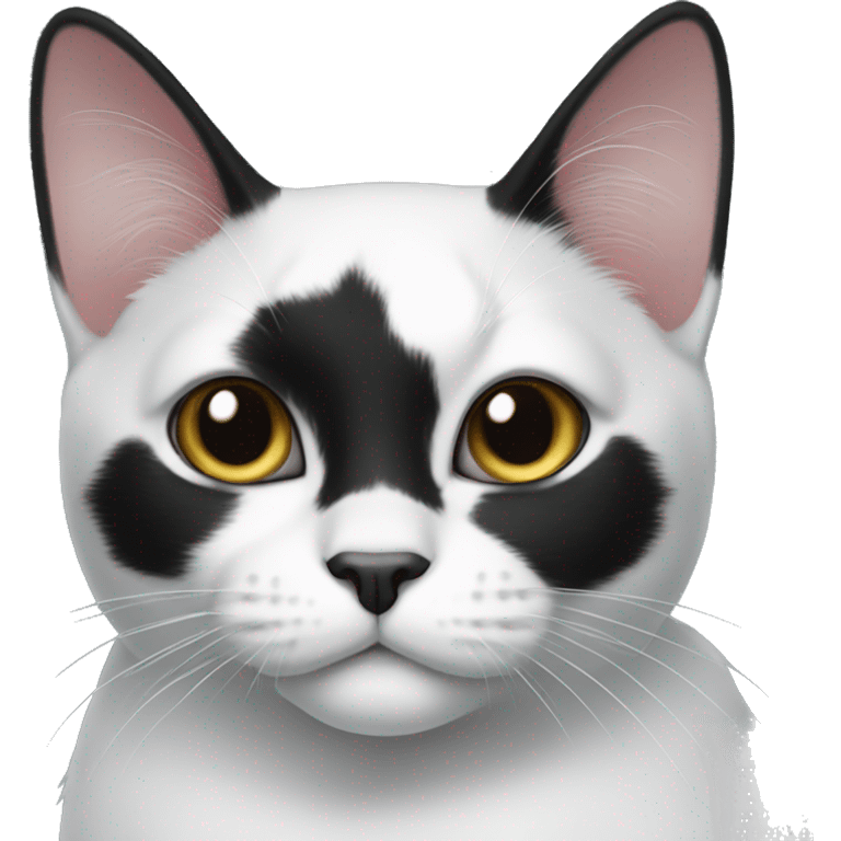 Tuxedo cat with black face and white mustache  emoji