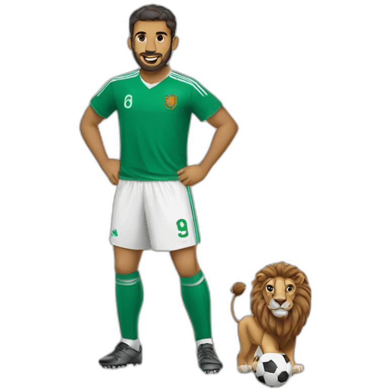 Lion portant une tenue marocaine de foot emoji