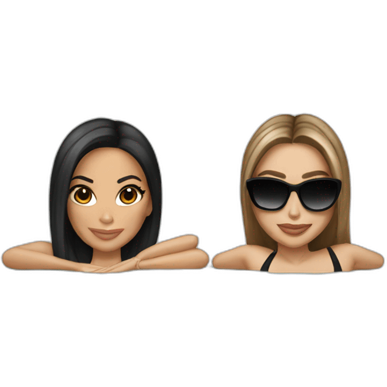 jennifer lopez and kim kardashian at pool emoji