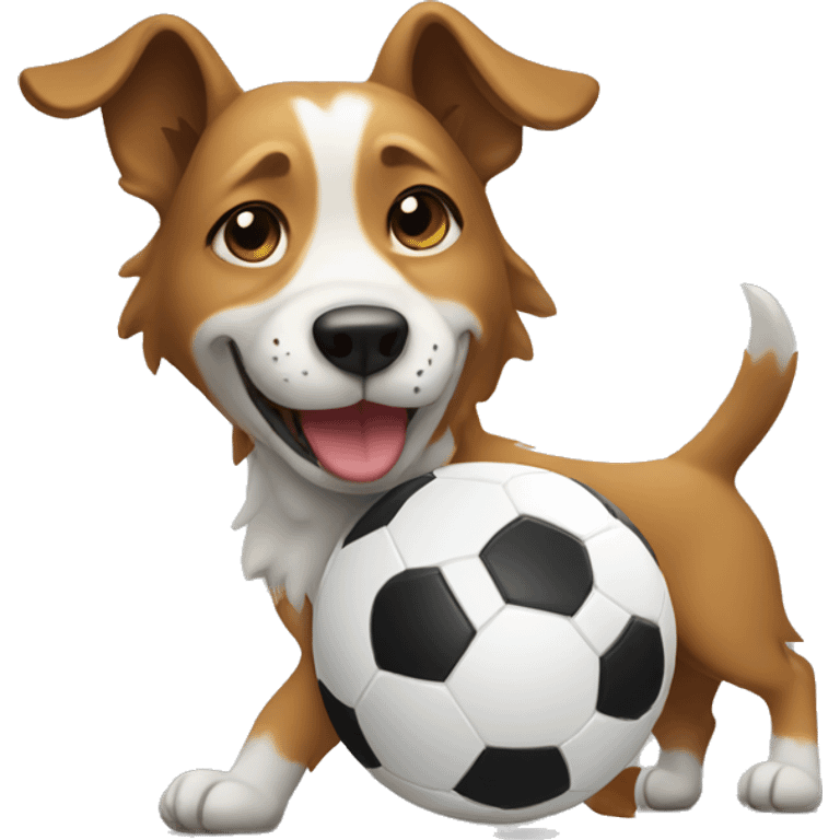 Dog playing soccer emoji