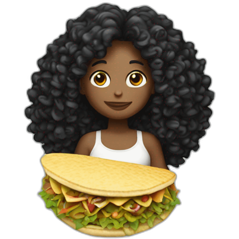 black large curly white mermaid with taco emoji