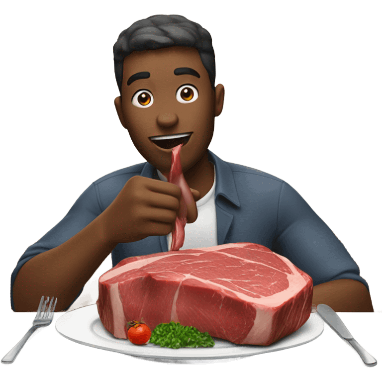 person eating giant steak emoji