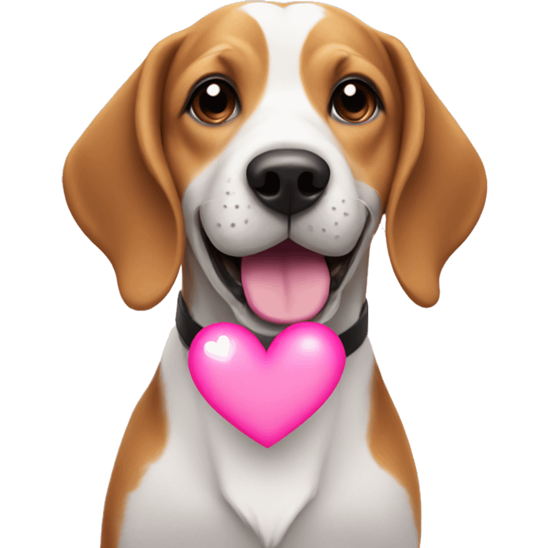 Happy beagle with pink hearts  emoji