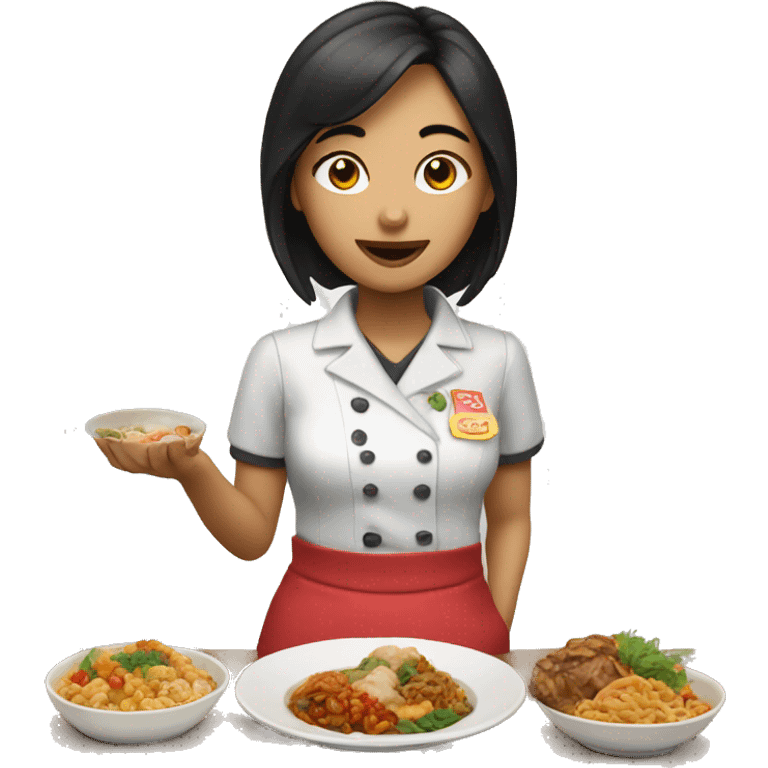 waitress with asian food  emoji