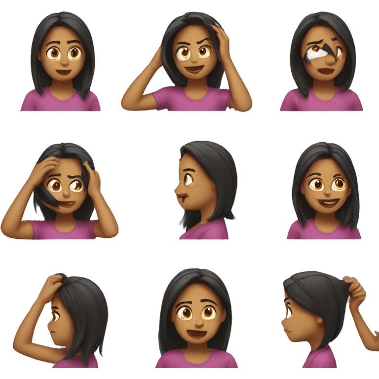 girl pulling her hair emoji