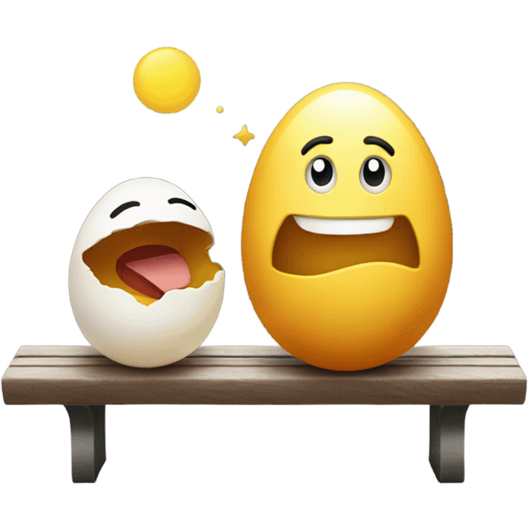 Happy egg that’s sitting on a bench talking to his friend emoji