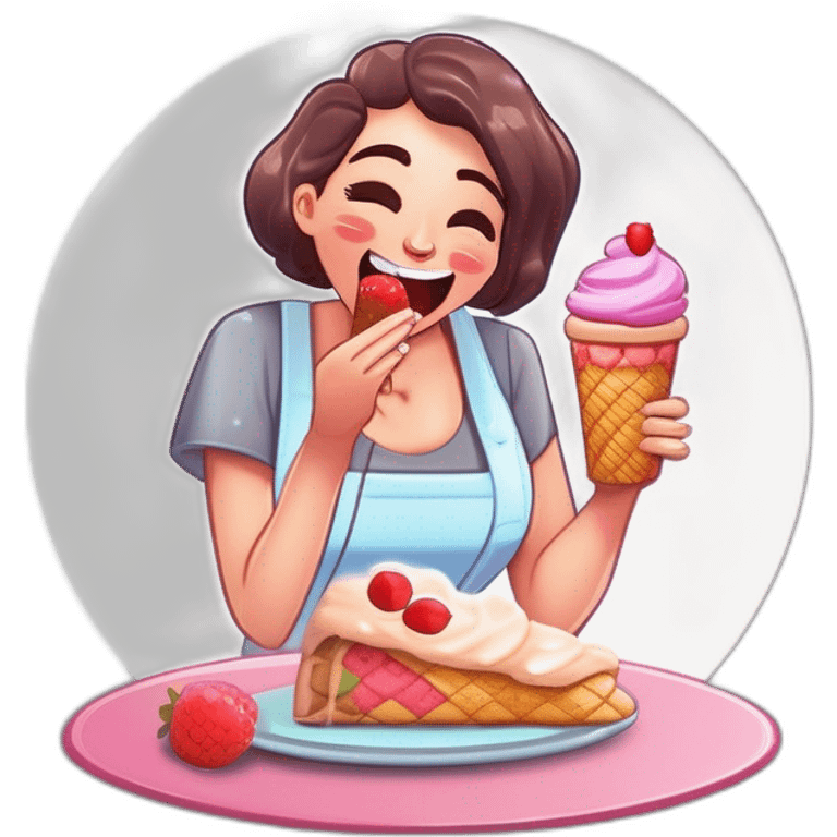 Mujer comiendo helado emoji