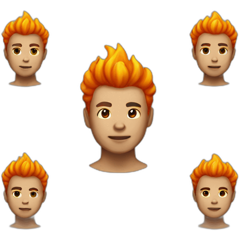 Fire hair Asian male emoji