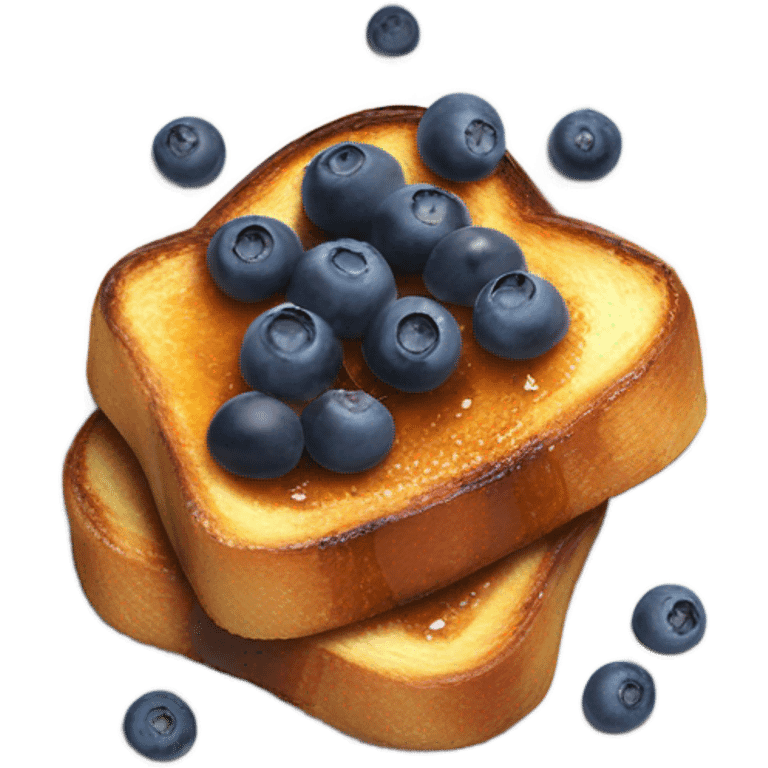 french toast with three blueberries, maple syrup, and butter on top emoji