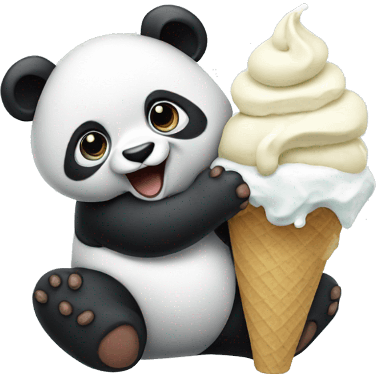 Panda eating ice cream emoji