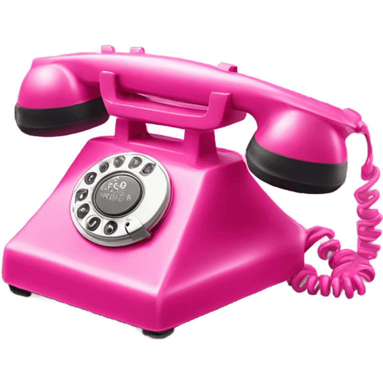 Realistic isolated hot pink vintage rotary phone with the recent receiver off of the hook. emoji