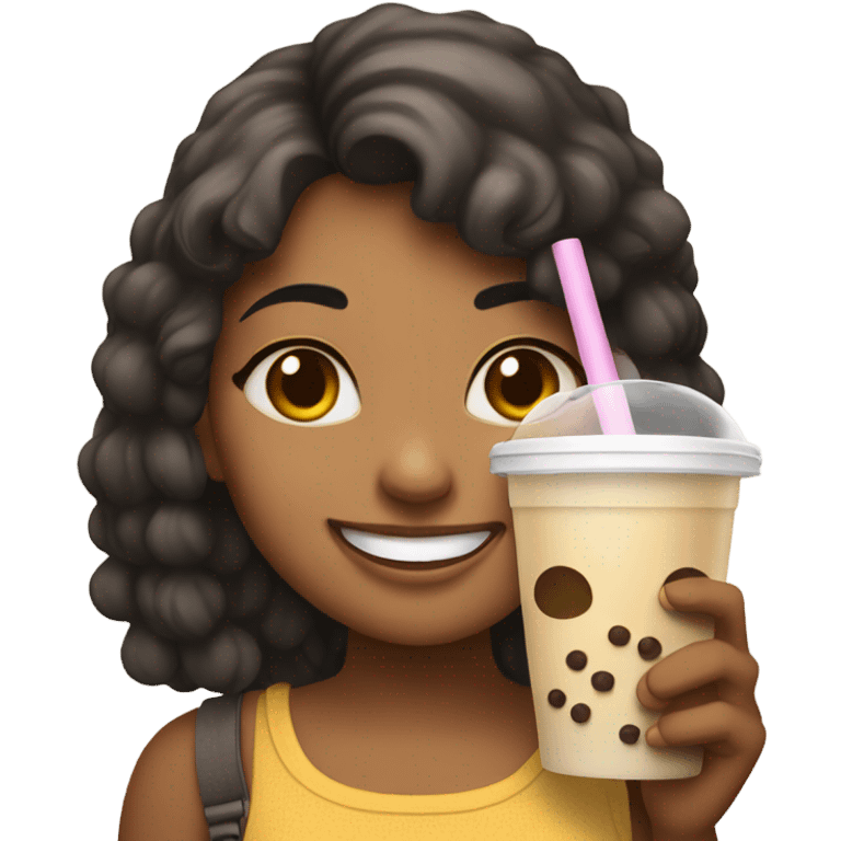 smiling girl wi to boba  emoji