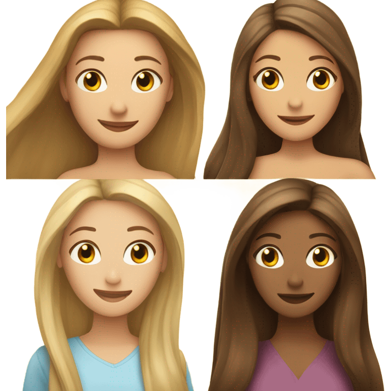 beautiful woman with long straight blonde hair hugging beautiful woman with long straight brown hair emoji