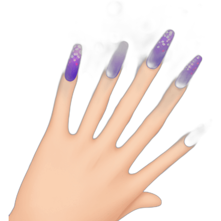 Illustrate a hand with nails changing colors and patterns, in a modern nail salon." emoji