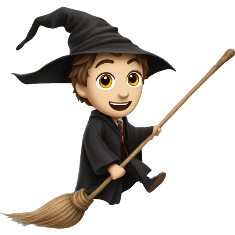 Harry Potter riding a broomstick emoji