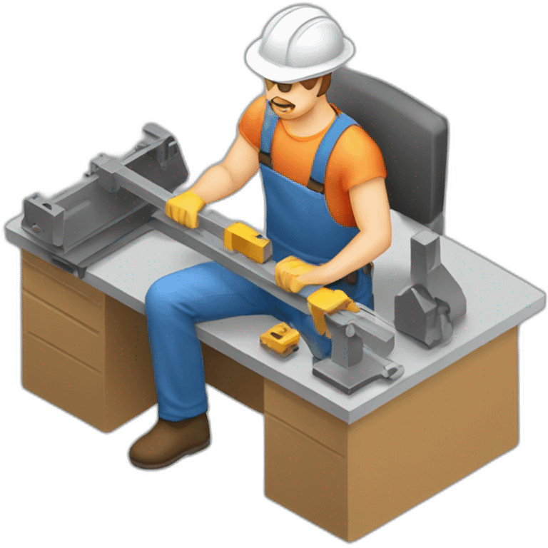 isometric freelance fabricator working making product emoji