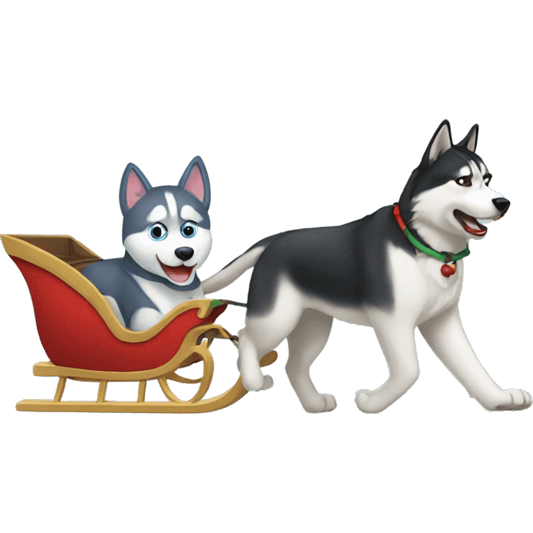 Husky pushing cat in a sleigh  emoji