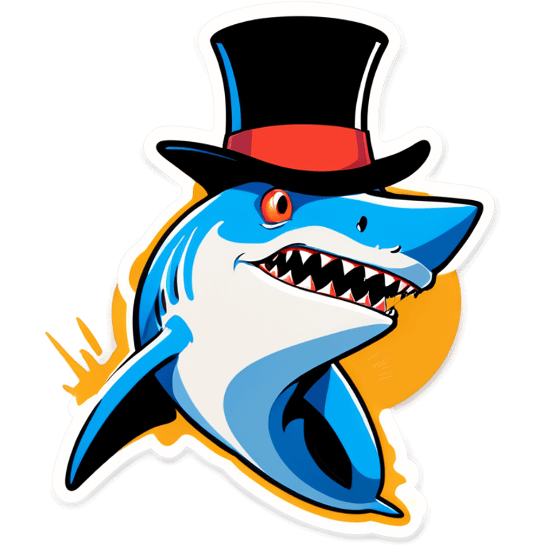 Shark with a top hat emoji