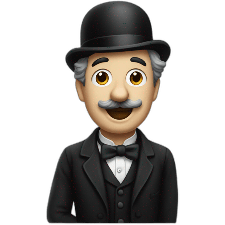 Charlie Chaplin without hat and raising arm emoji