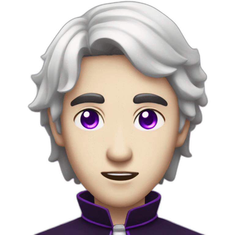 pale handsome angsty vampire priest with short wavy black hair and violet eyes emoji