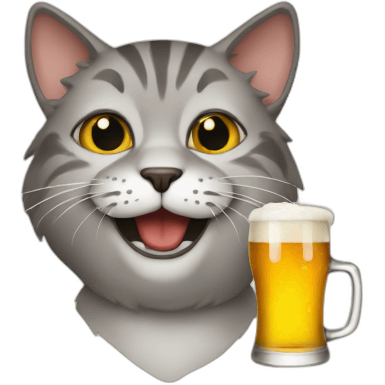 Cat drinks beer emoji