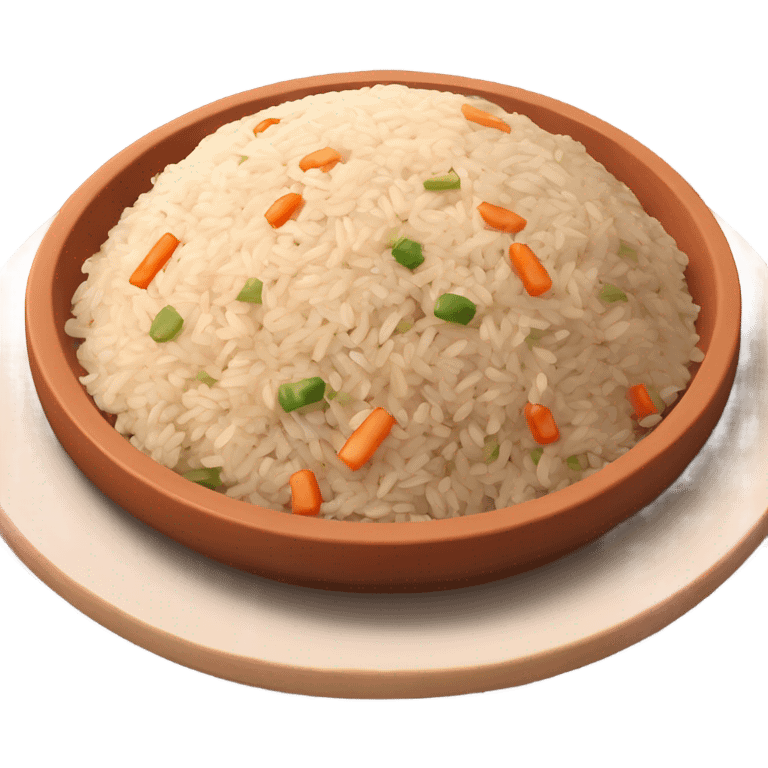 fried rice with mixed of brown rices on a terra cotta plate (no vegetables) emoji