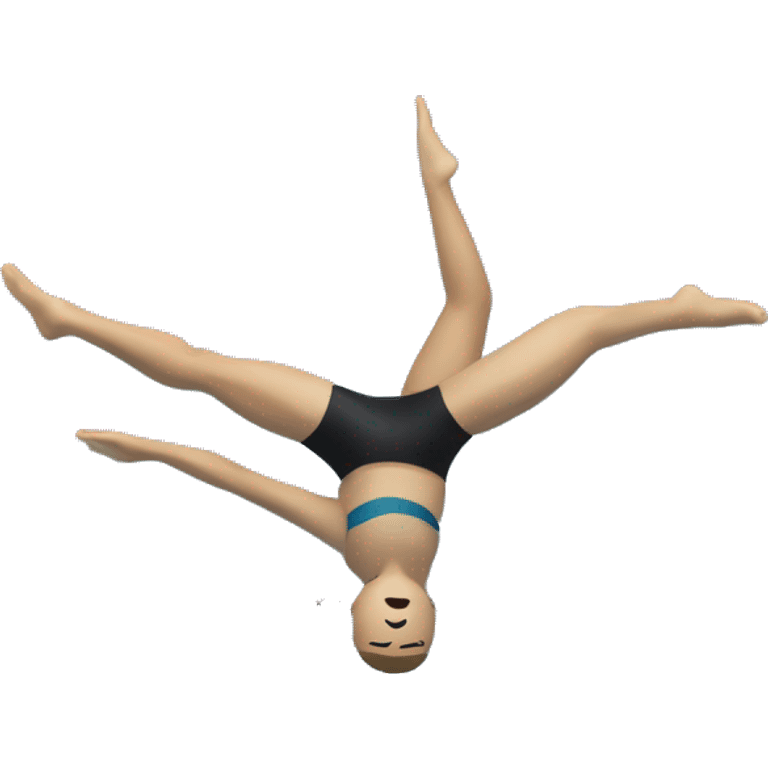 sport of artistic swimming with athlete upside down in water, holding a position with one leg on the vertical line (out of water) and the other leg horizontal across the surface of the water emoji