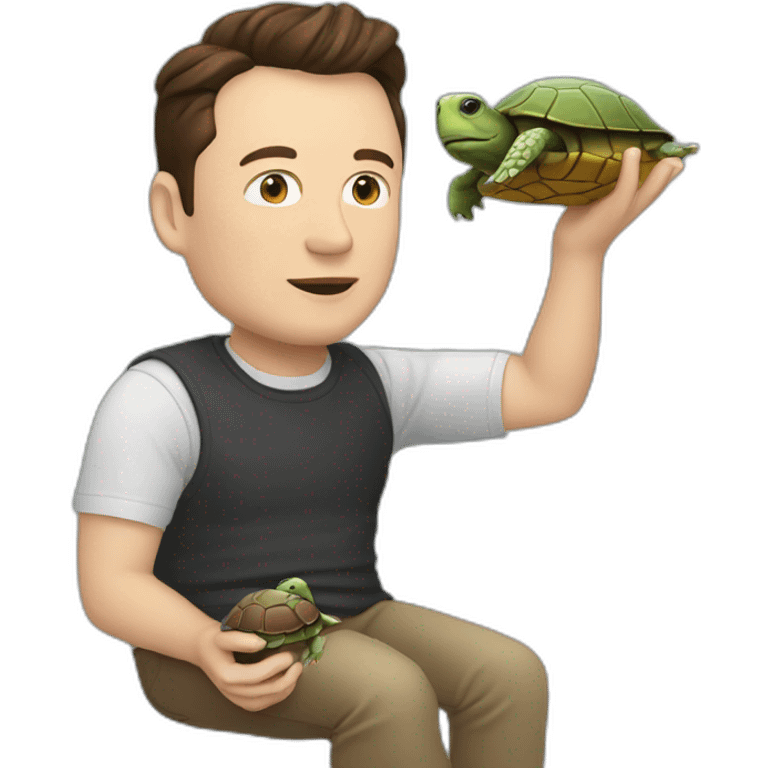 elon musk with turtle on your hand emoji