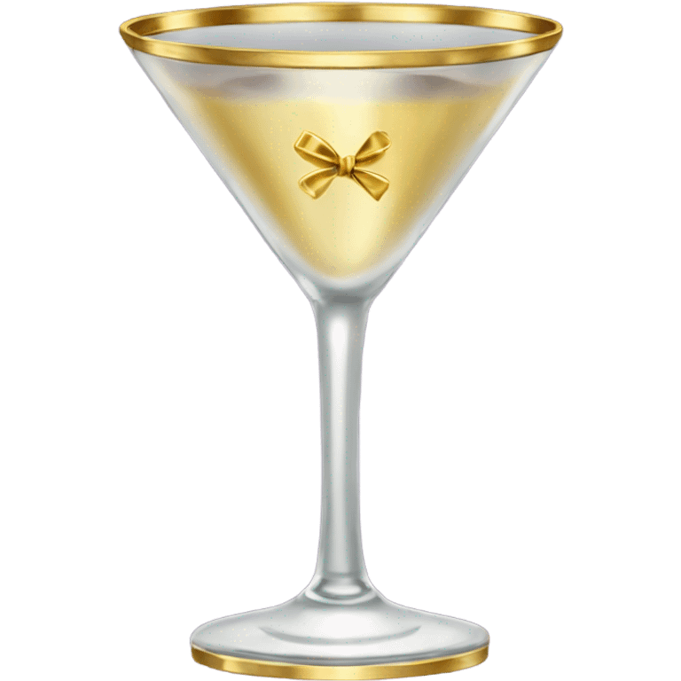 gold rimmed martini glass with tiny gold bows emoji