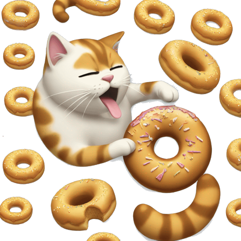 Cat eating donat emoji