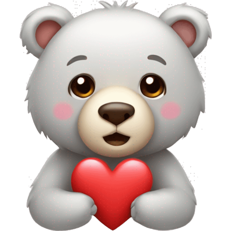 A cute bear with a heart  emoji